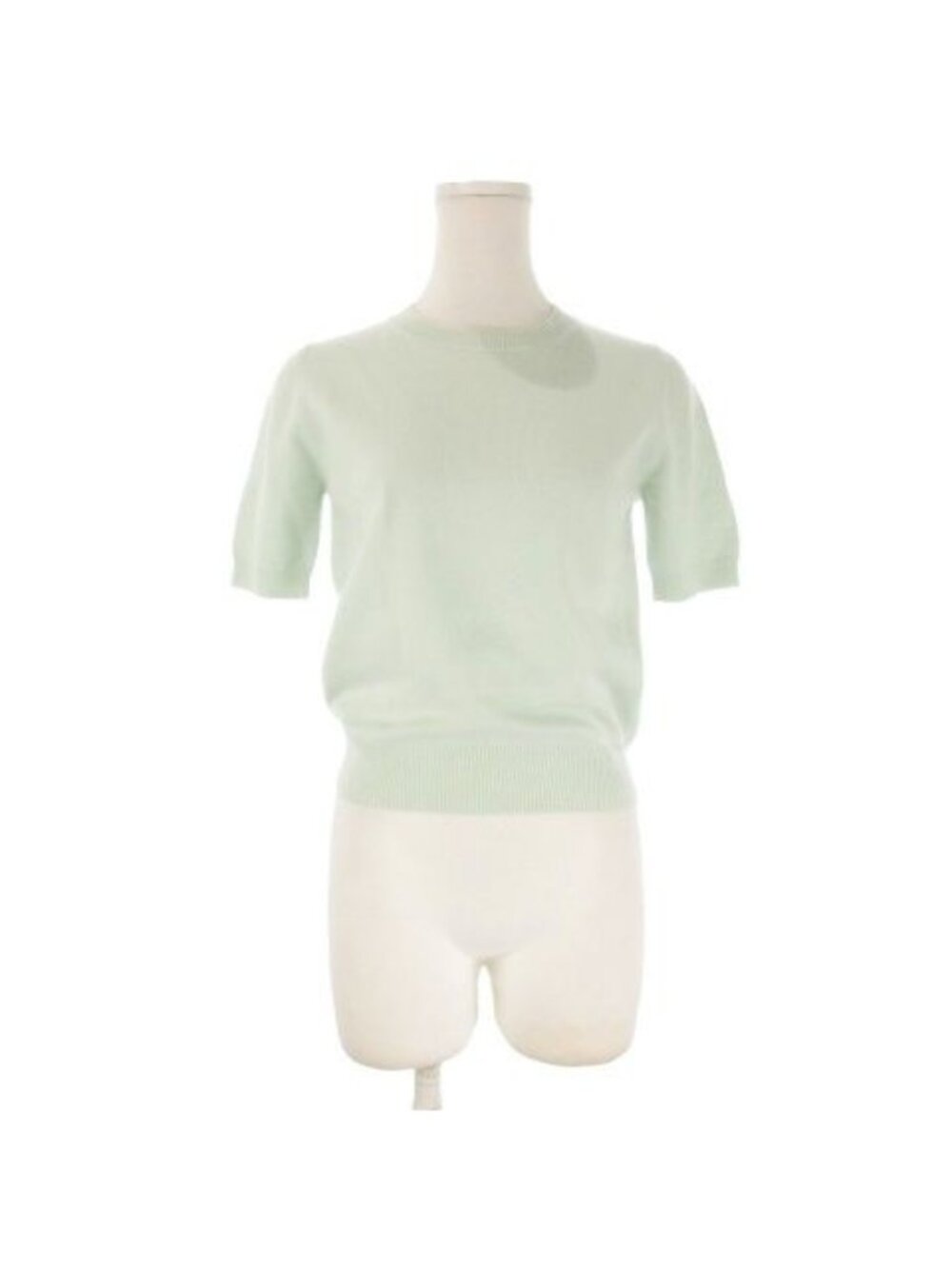 Prada Knit Sweater Cashmere Green Sherbet Round Neck Short Sleeve 38